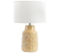 Beliani Lampe à Poser de Table en Céramique Jaune Brillante Abat-Jour en Tissu Balao