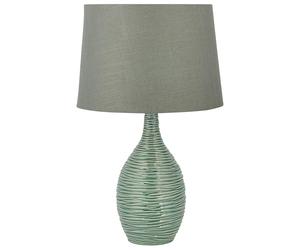 Beliani Lampe à Poser Déco en Céramique et Tissu Vert E27 Max 40W Éclairage Ambiant pour Chambre ou Salon Traditionnel ay Style Intemporel