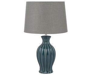 Beliani Lampe à Poser Déco en Céramique et Tissu Vert Foncé E27 Max 40W Éclairage Élégant pour Chambre ou Salon Traditionnel au Style Intemporel
