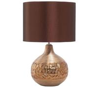 Lampe à Poser E27 Max 60W Base Porcelaine Motifs Marron Abat-Jour en Viscose Yak