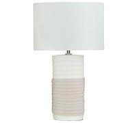 Beliani Lampe à Poser E27 Max 60W en Porcelaine Beige et Blanc Base en Tube Design Navia