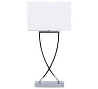 Beliani Lampe à Poser en Métal Chromé Abat-Jour Rectangulaire Blanc en Polycoton Yasuni