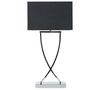 Beliani Lampe à Poser en Métal Chromé Abat-Jour Rectangulaire Noir en Polycoton Yasuni