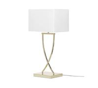 Beliani Lampe à Poser en Métal Doré Abat-Jour Rectangulaire Blanc en Polycoton Yasuni
