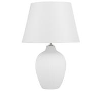 Beliani Lampe à Poser Lampe de Table Déco Blanche en Céramique et Tissu E27 Max 60W Design Intemporel pour Chambre ou Salon Traditionnel