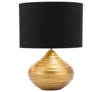 Beliani Lampe de Table Chevet en Céramique Dorée avec Abat-jour Noir E27 Max 60W Design Élégant et Tendance pour Salon ou Chambre Glamour et Chic