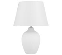 Beliani Lampe à Poser Lampe de Table Déco Blanche en Céramique et Tissu E27 Max 60W Design Intemporel pour Chambre ou Salon Traditionnel