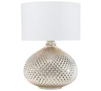 Beliani Lampe à Poser Lampe de Table Déco Dorée et Blanche avec Pied Rond en Verre et Abat-jour Classique E14 Max 40W Éclairage de Salon Glamour