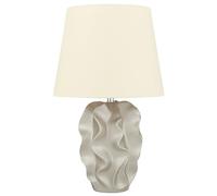 Beliani Lampe à Poser Lampe de Table Design Dorée et Beige avec Abat-jour en Tissu et Base Céramique E14 Max 40W pour Salon Moderne et Glamour