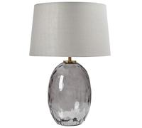 Beliani Lampe à Poser Moderne Minimaliste Base en Verre Abat-Jour Tambour en Tissu Gris Bonelli