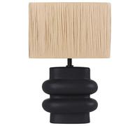 Beliani Lampe à Poser Noire en Céramique 42 cm Abat-Jour Carré en Papier Peint Pied Sculpté Judy