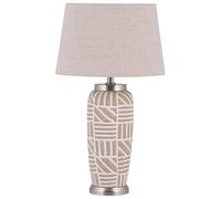 Beliani Lampe de Table à Poser Déco avec Pied en Céramique Beige et Abat-jour en Tissu E27 Max 40W Éclairage Ambiant pour Salon Moderne