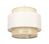 Beliani Lampe à Suspension Lumière Douce Abat-Jour en Coton Rotin Naturel et Beige Yumuri