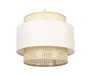 Beliani Lampe à Suspension Lumière Douce Abat-Jour en Coton Rotin Naturel et Beige Yumuri