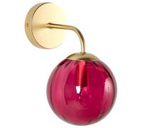 Lampe Applique Murale avec Abat-Jour Rond en Métal et Verre Bordeaux Isabella