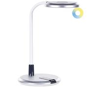Beliani Lampe de Bureau Blanc et Argenté en Pierre et Silicone 43 cm LED Bras Pliable Columba