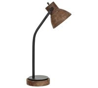 Beliani Lampe de Bureau Traditionnelle en Bois de Manguier Marron Foncé et Métal Noir Kolar