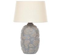 Beliani Lampe de Chevet en Céramique Abat-jour Empire Motif Floral Gris et Beige Ferrey