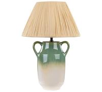 Beliani Lampe de Chevet en Céramique Vert et Blanc 53 cm avec Abat-Jour Papier Limones
