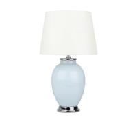 Beliani Lampe de Chevet Lampe de Table Bleu Claire et Blanche en Céramique et Tissu E27 Max 60W pour Salon ou Chambre Classique et Vintage Rétro