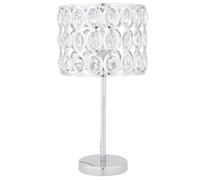 Beliani Lampe de Chevet ou de Table Design Glamour en Métal Argenté avec Abat-jour Orné de Cristaux E27 Max 40W Éclairage Élégant pour Salon Chic