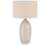 Beliani Lampe de Table à Poser Déco avec Pied en Céramique Beige et Abat-jour Classique en Tissu E27 Max 40W Éclairage pour Salon Classique