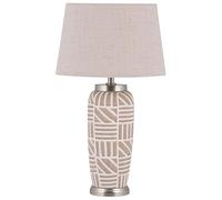 Beliani Lampe de Table à Poser Déco avec Pied en Céramique Beige et Abat-jour en Tissu E27 Max 40W Éclairage Ambiant pour Salon Moderne