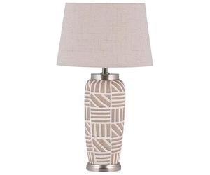 Beliani Lampe de Table à Poser Déco avec Pied en Céramique Beige et Abat-jour en Tissu E27 Max 40W Éclairage Ambiant pour Salon Moderne