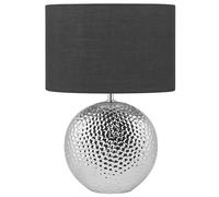 Beliani Lampe de Table à Poser en Céramique Argentée et Tissu Noir E27 Max. 40W pour Éclairage Ambiant de Chambre au Design Classique et Glamour