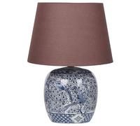 Beliani Lampe de Table à Poser en Porcelaine Blanc et Bleu Peint à la Main 53 cm Neira