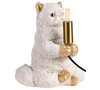Beliani Lampe de Table de Chevet en Forme de Chat Persan Lumière de Lecture Chambre à Coucher Blanche Yoko