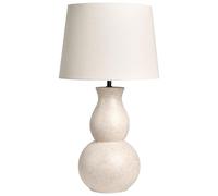 Beliani Lampe de Table de Style Scandinave Pied en Céramique et Abat-jour en Lin Forme Cylindrique Peint en Beige Clair Charges