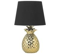 Beliani Lampe de Table Déco avec Pied en Forme d'Ananas Doré et Abat-jour Classique en Tissu Noir E27 Max 40W Éclairage Chic pour Salon Glamour