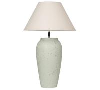 Beliani Lampe de Table en Céramique Blanche et Lin Abat-Jour Conique 57 cm de Chevet Amblo