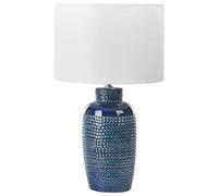Beliani Lampe de Table en Céramique Bleu Marine avec Abat-Jour en Forme de Tambour Perlis