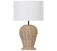 Beliani Lampe de Table en Rotin Clair Coton et Polyester Abat-Jour en Tambour 49 cm de Chevet Furelos