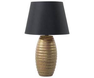 Beliani Lampe de Table ou Chevet Dorée et Noire en Porcelaine et Tissu E27 Max 60W Lumière Déco Design pour Salon Moderne et Glamour