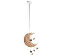 Beliani Lampe suspendue Abat-jour Tressé à la Main en Forme de Croissant Lune Rotin Naturel Orchon