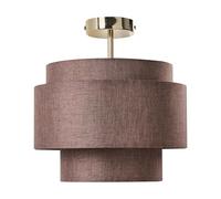 Beliani Lampe Suspendue Moderne Abat-Jour en Tissu Base en Métal Luminaire Salon Salle à Manger Marron Lukago