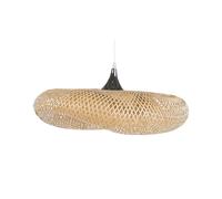 Beliani Lampe Suspension Grande E27 Max 40W en Bambou etMétal Bois Clair Argenté