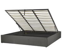 Beliani - Lit avec Rangement - Dinan - 180 x 200 cm, en Tissu, Gris