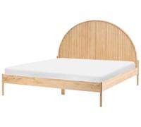 Beliani Lit avec Sommier en Bois de Pin Naturel Style Scandinave 180 x 200 cm Marron Clair Mascortel