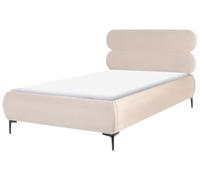 Beliani Lit avec Sommier Velours Beige Clair 120x200 Cadre Minimaliste | Tissu, À assembler entièrement, Charge Max 300 kg