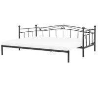 Beliani Lit Banquette Extensible en Métal Noir 90/180 x 200 cm Elégant et Romantique pour Chambre Moderne ou Contemporaine
