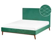Beliani - Lit - Bayonne - 160 x 200 cm, en Velours, Vert Foncé