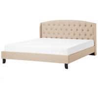 Beliani - Lit - Bordeaux - 180 x 200 cm, Chesterfield, en Tissu, Beige