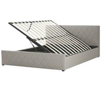 Beliani - Lit Coffre Double - Rochefort - 180 x 200 cm, en Cuir PU Gris Taupe
