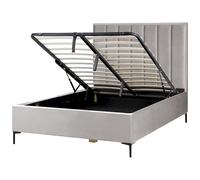 Beliani - Lit Coffre Double - Sezanne - 140 x 200 cm, en Velours, Gris Clair