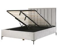 Beliani - Lit Coffre Double - Sezanne - 160 x 200 cm, en Velours, Gris Clair