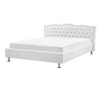 Beliani - Lit design en cuir blanc 180 x 200 cm METZ